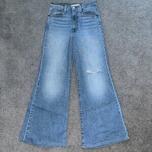 LEVI'S RIBCAGE BELL BLUE JEANS - BIG BELL BOTTOM FLARE EXTREME HIGH WAIST  28X30